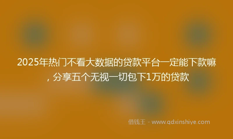 2025年热门不看大数据的贷款平台一定能下款嘛，分享五个无视一切包下1万的贷款