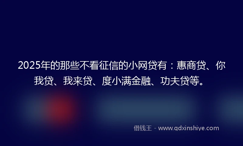 2025年的那些不看征信的小网贷有：惠商贷、你我贷、我来贷、度小满金融、功夫贷等。