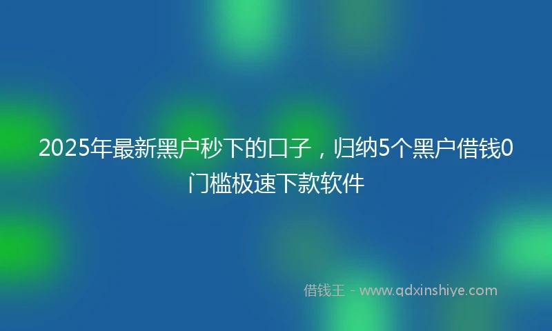 2025年最新黑户秒下的口子，归纳5个黑户借钱0门槛极速下款软件