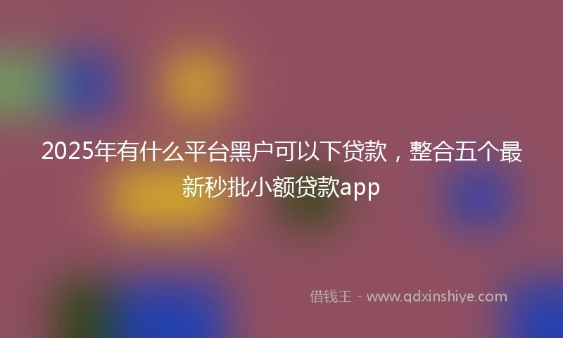 2025年有什么平台黑户可以下贷款,整合五个最新秒批小额贷款app