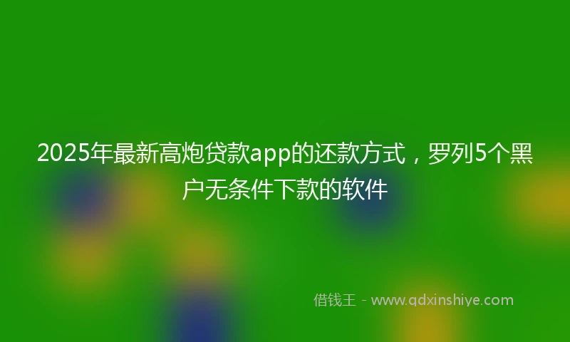 2025年最新高炮贷款app的还款方式，罗列5个黑户无条件下款的软件