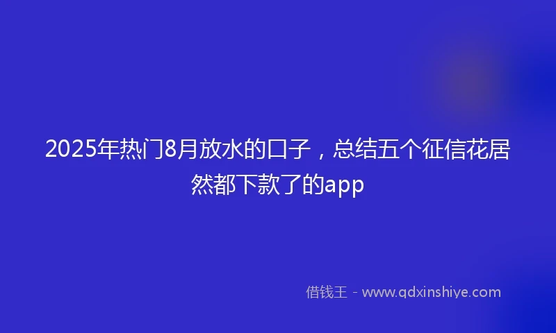 2025年热门8月放水的口子，总结五个征信花居然都下款了的app