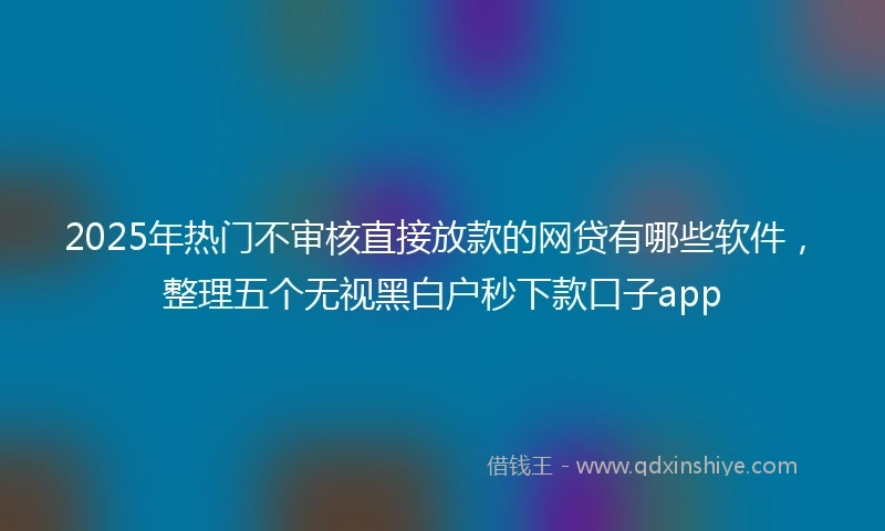 2025年热门不审核直接放款的网贷有哪些软件，整理五个无视黑白户秒下款口子app