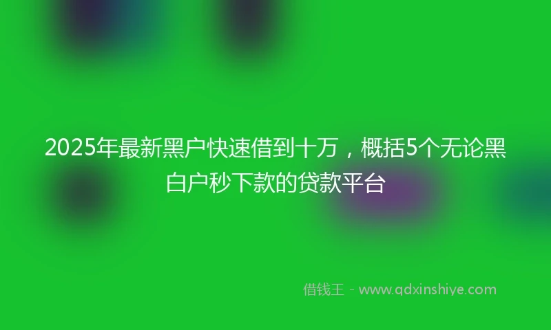 2025年最新黑户快速借到十万，概括5个无论黑白户秒下款的贷款平台