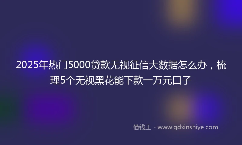 2025年热门5000贷款无视征信大数据怎么办，梳理5个无视黑花能下款一万元口子