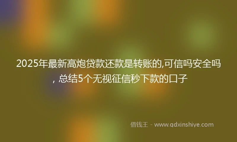 2025年最新高炮贷款还款是转账的,可信吗安全吗，总结5个无视征信秒下款的口子