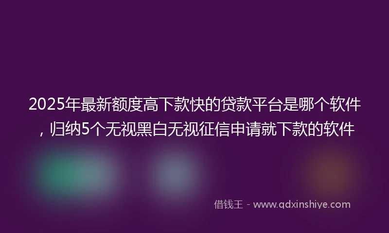 2025年最新额度高下款快的贷款平台是哪个软件，归纳5个无视黑白无视征信申请就下款的软件