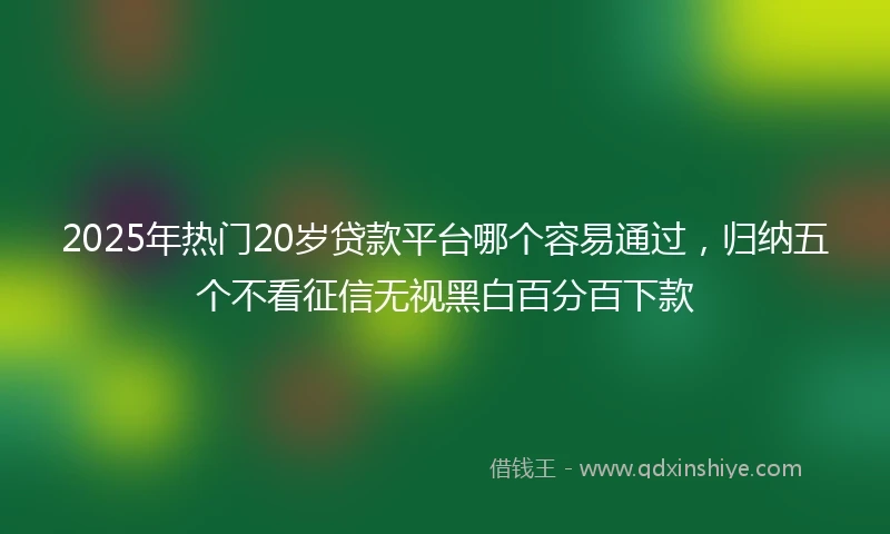 2025年热门20岁贷款平台哪个容易通过，归纳五个不看征信无视黑白百分百下款