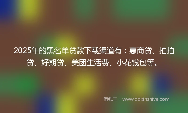 2025年的黑名单贷款下载渠道有：惠商贷、拍拍贷、好期贷、美团生活费、小花钱包等。