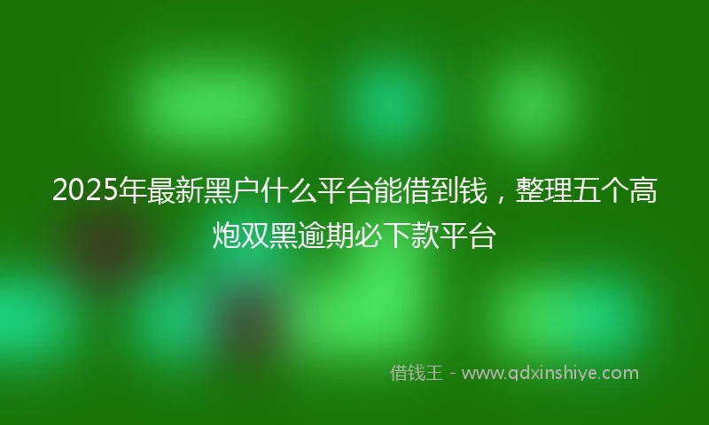 2025年最新黑户什么平台能借到钱，整理五个高炮双黑逾期必下款平台