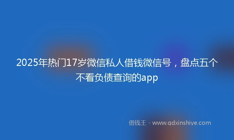 2025年热门17岁微信私人借钱微信号，盘点五个不看负债查询的app