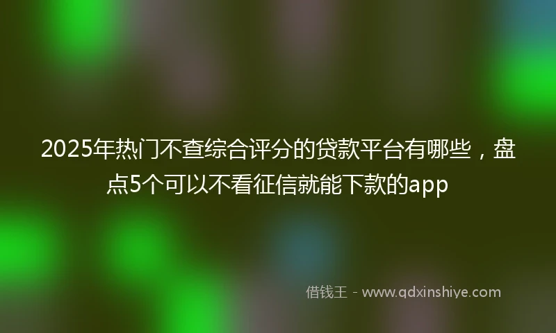 2025年热门不查综合评分的贷款平台有哪些,盘点5个可以不看征信就能下款的app