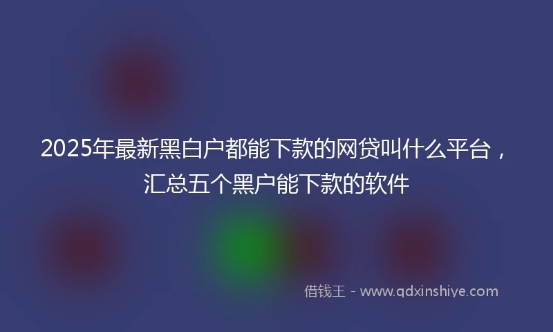 2025年最新黑白户都能下款的网贷叫什么平台，汇总五个黑户能下款的软件