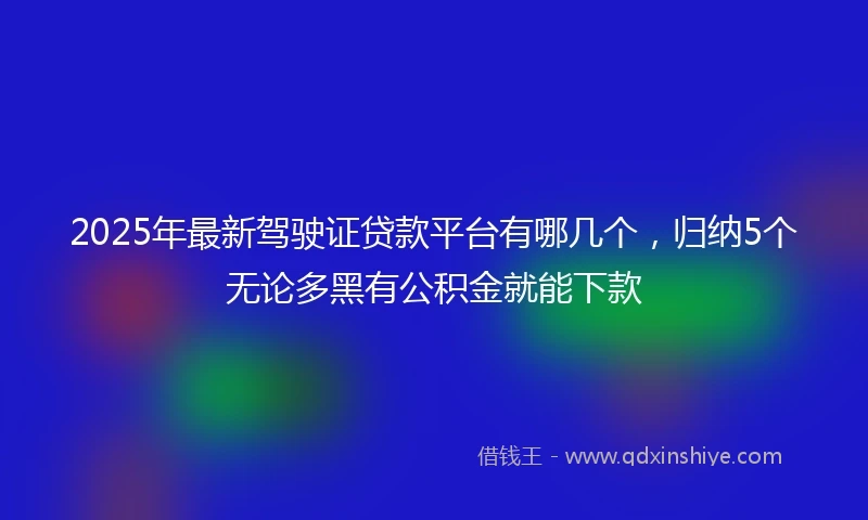 2025年最新驾驶证贷款平台有哪几个，归纳5个无论多黑有公积金就能下款