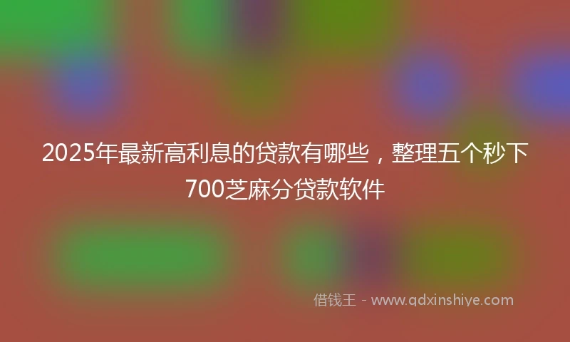 2025年最新高利息的贷款有哪些，整理五个秒下700芝麻分贷款软件