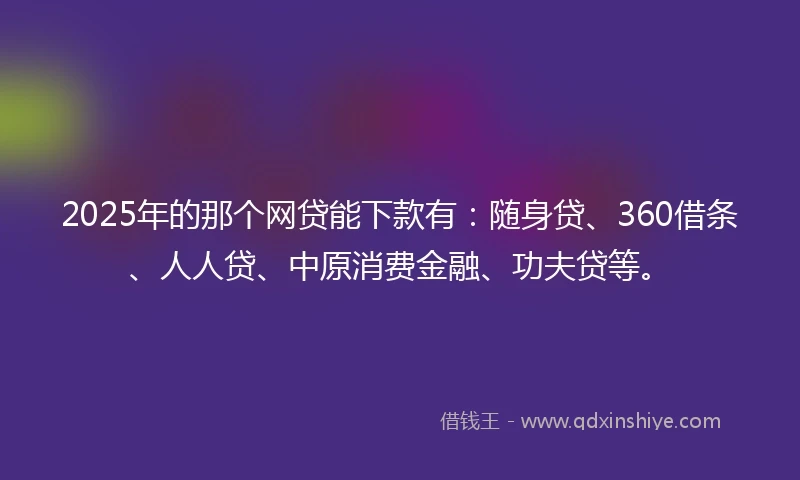 2025年的那个网贷能下款有：随身贷、360借条、人人贷、中原消费金融、功夫贷等。