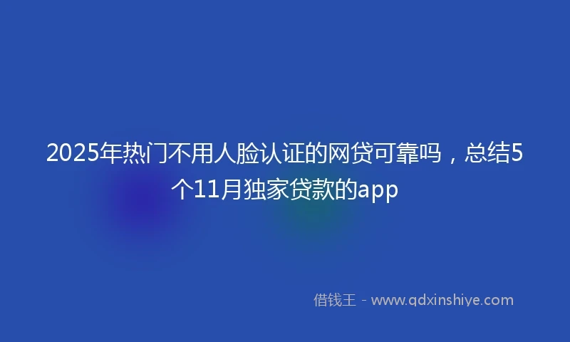 2025年热门不用人脸认证的网贷可靠吗，总结5个11月独家贷款的app