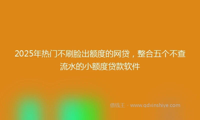 2025年热门不刷脸出额度的网贷，整合五个不查流水的小额度贷款软件