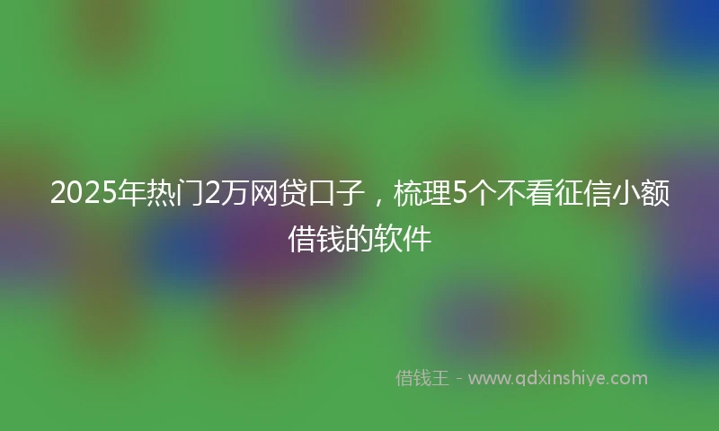 2025年热门2万网贷口子,梳理5个不看征信小额借钱的软件