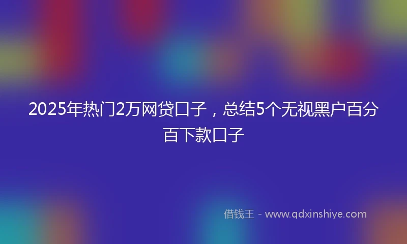 2025年热门2万网贷口子，总结5个无视黑户百分百下款口子