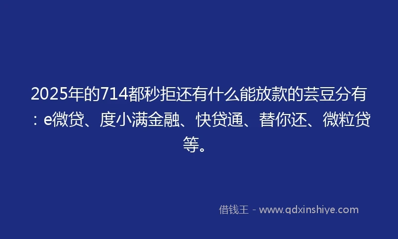 2025年的714都秒拒还有什么能放款的芸豆分有：e微贷、度小满金融、快贷通、替你还、微粒贷等。