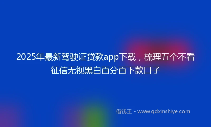 2025年最新驾驶证贷款app下载，梳理五个不看征信无视黑白百分百下款口子