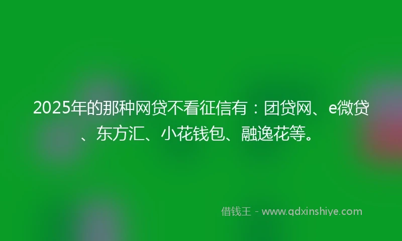 2025年的那种网贷不看征信有：团贷网、e微贷、东方汇、小花钱包、融逸花等。