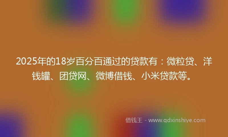 2025年的18岁百分百通过的贷款有：微粒贷、洋钱罐、团贷网、微博借钱、小米贷款等。