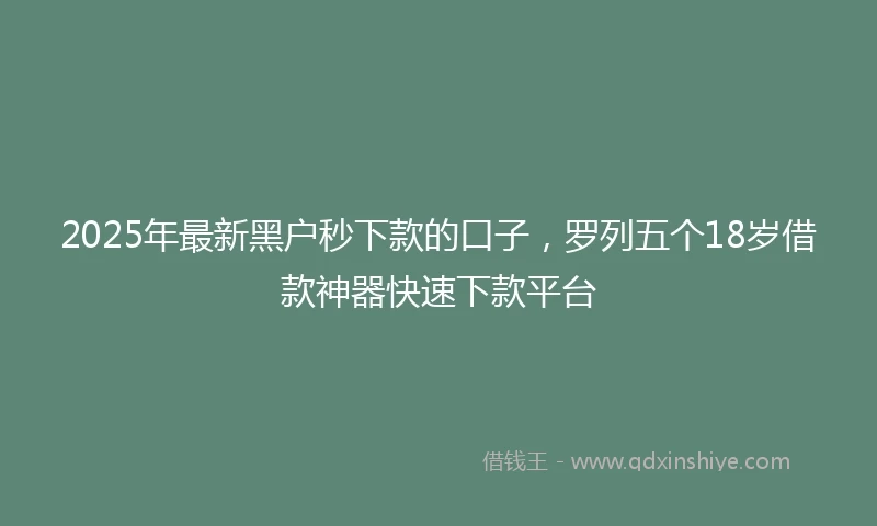 2025年最新黑户秒下款的口子，罗列五个18岁借款神器快速下款平台