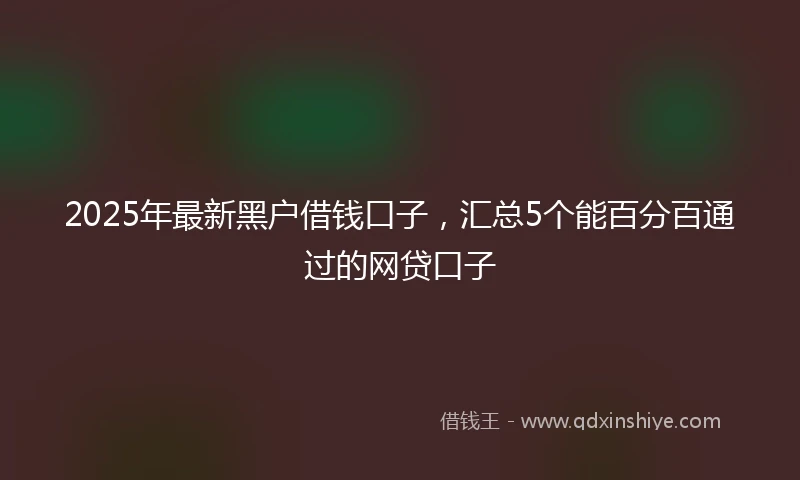 2025年最新黑户借钱口子，汇总5个能百分百通过的网贷口子