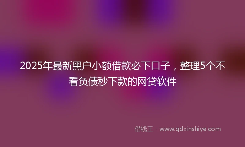 2025年最新黑户小额借款必下口子,整理5个不看负债秒下款的网贷软件