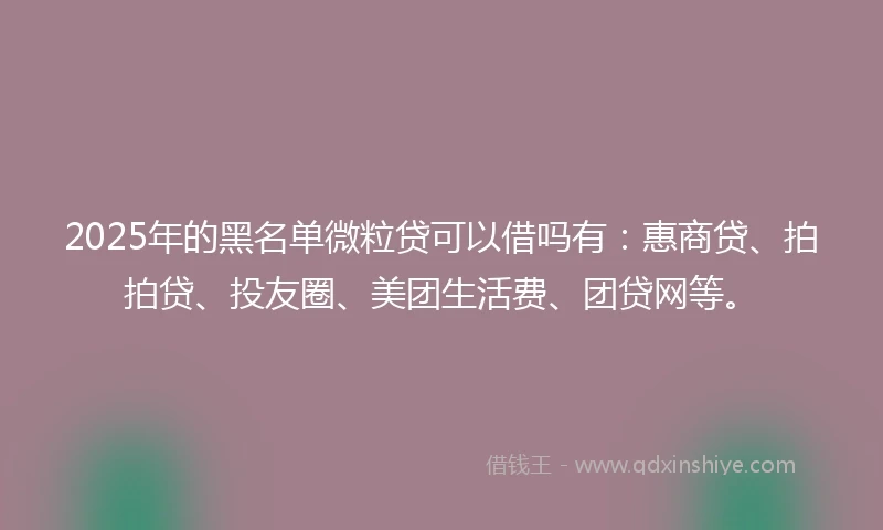 2025年的黑名单微粒贷可以借吗有：惠商贷、拍拍贷、投友圈、美团生活费、团贷网等。