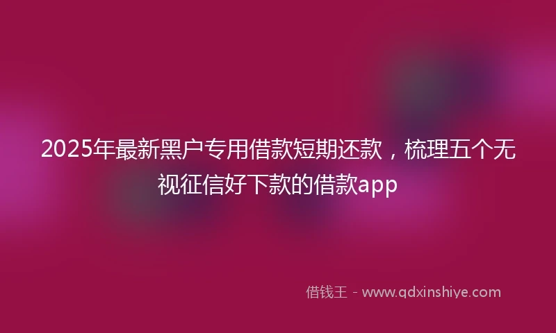 2025年最新黑户专用借款短期还款,梳理五个无视征信好下款的借款app