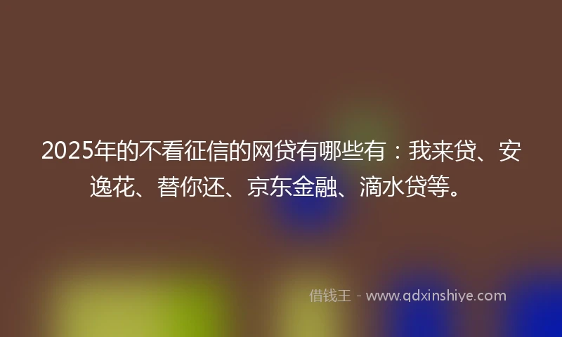 2025年的不看征信的网贷有哪些有:我来贷、安逸花、替你还、京东金融、滴水贷等。