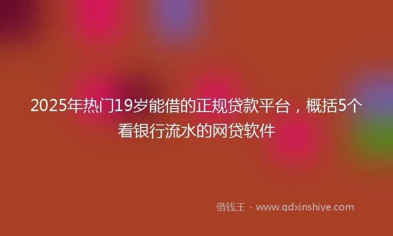2025年热门19岁能借的正规贷款平台，概括5个看银行流水的网贷软件