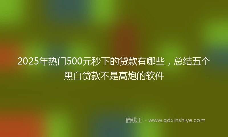2025年热门500元秒下的贷款有哪些，总结五个黑白贷款不是高炮的软件