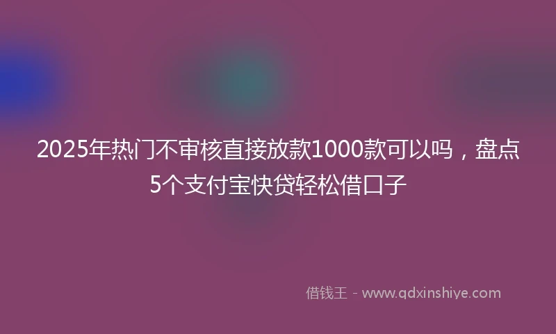 2025年热门不审核直接放款1000款可以吗，盘点5个支付宝快贷轻松借口子