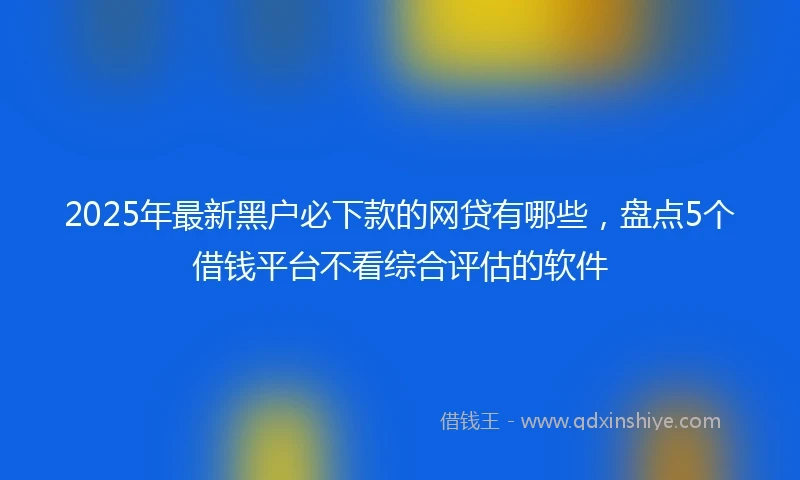 2025年最新黑户必下款的网贷有哪些，盘点5个借钱平台不看综合评估的软件