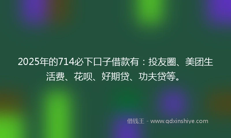 2025年的714必下口子借款有：投友圈、美团生活费、花呗、好期贷、功夫贷等。