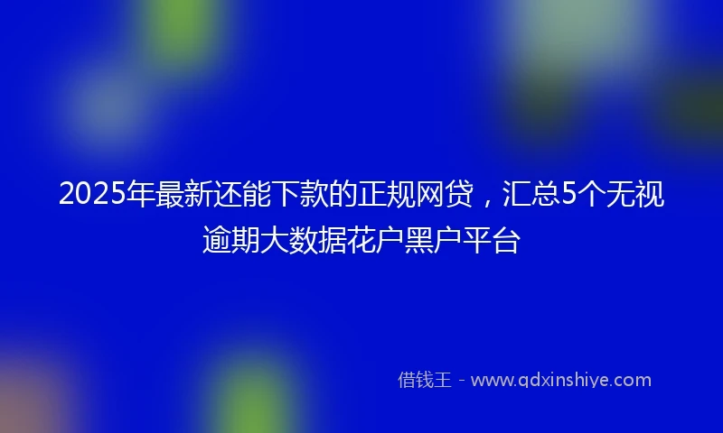 2025年最新还能下款的正规网贷，汇总5个无视逾期大数据花户黑户平台