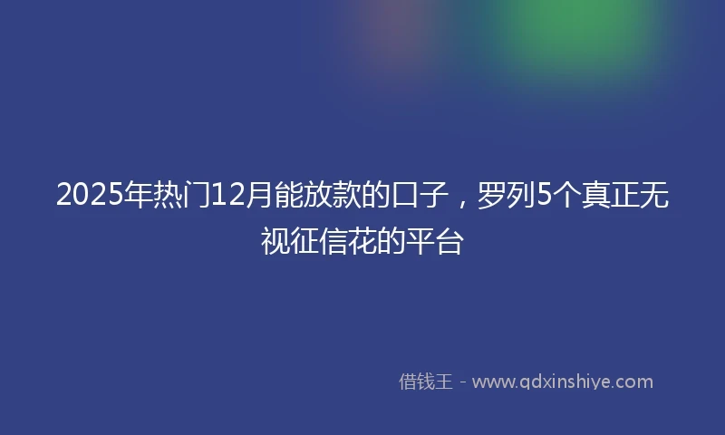 2025年热门12月能放款的口子，罗列5个真正无视征信花的平台