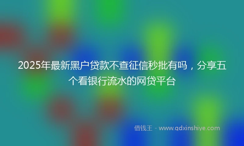 2025年最新黑户贷款不查征信秒批有吗，分享五个看银行流水的网贷平台