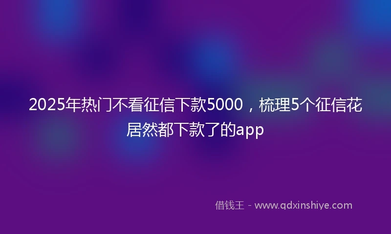 2025年热门不看征信下款5000,梳理5个征信花居然都下款了的app