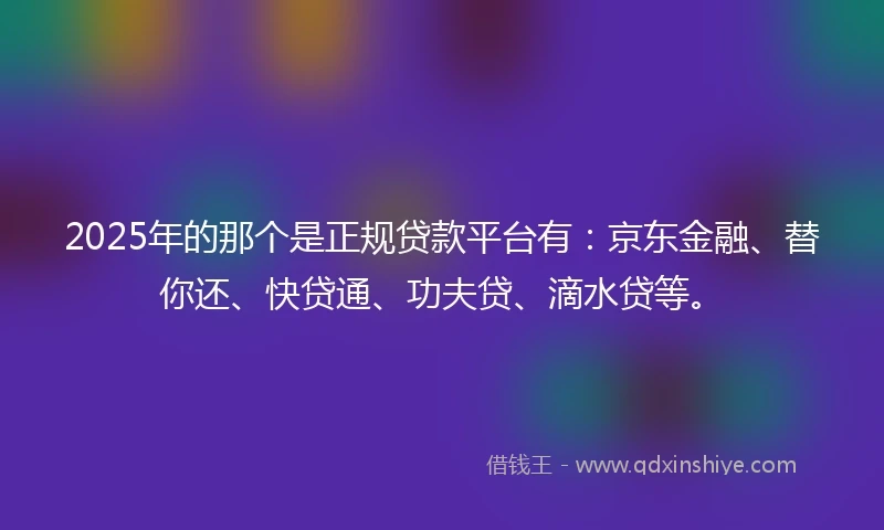 2025年的那个是正规贷款平台有：京东金融、替你还、快贷通、功夫贷、滴水贷等。