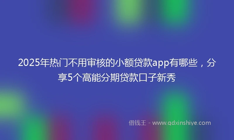 2025年热门不用审核的小额贷款app有哪些，分享5个高能分期贷款口子新秀