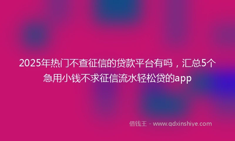 2025年热门不查征信的贷款平台有吗，汇总5个急用小钱不求征信流水轻松贷的app