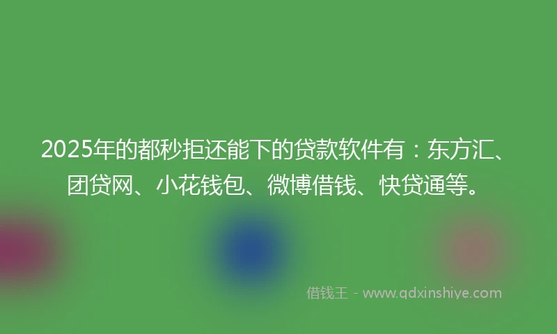 2025年的都秒拒还能下的贷款软件有：东方汇、团贷网、小花钱包、微博借钱、快贷通等。
