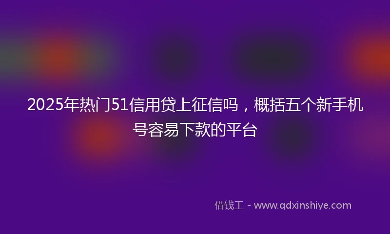 2025年热门51信用贷上征信吗,概括五个新手机号容易下款的平台