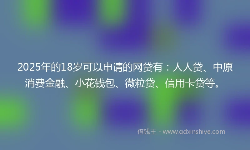 2025年的18岁可以申请的网贷有：人人贷、中原消费金融、小花钱包、微粒贷、信用卡贷等。