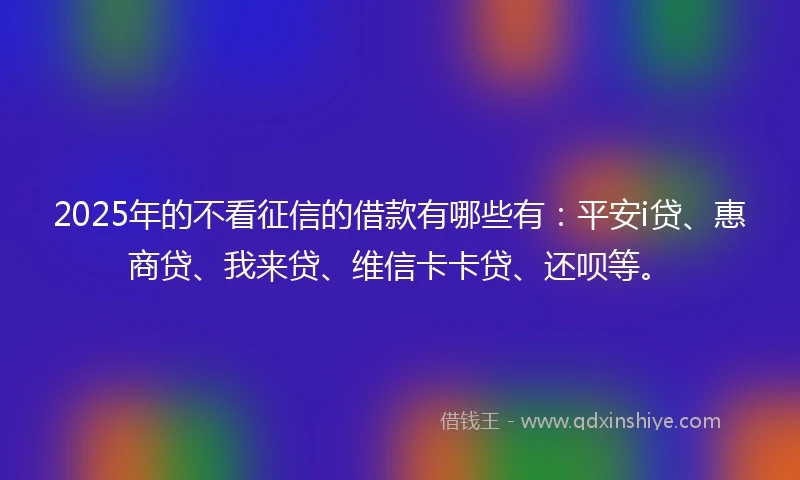 2025年的不看征信的借款有哪些有：平安i贷、惠商贷、我来贷、维信卡卡贷、还呗等。